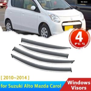 スズキ ディフレクター アルト マツダ キャロル VII 2010 2014 ウィンドウ バイザー フロントガラス 雨眉日よけトリム 2013 2