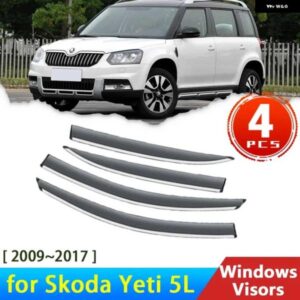 4X ディフレクター シュコダ イエティ 5L 2009 2017 2012 2015 フロントガラス ウィンドウ バイザー雨アイブロウプロテクターカバー ステッカー