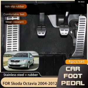 ステンレスペダル シュコダオクタビアローラスカウト MK2 MK3 1Z 5E 2004 2012 アクセルガス ブレーキ ノンスリップフットペダル カバー
