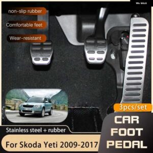 ペダル シュコダ イエティ 5L 2009-17 ガス ブレーキ レストフットなし穴あけペダル カバー パッド AT MT