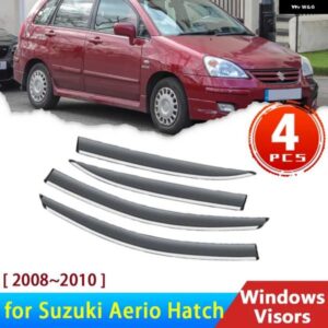 スズキ ディフレクター エリオハッチバック 2001 2007 ウィンドウ バイザー雨アイブロウガードサンバイザー日よけトリム ステッカー