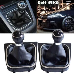 カー マニュアル 5/6スピードギアシフトノブ レバースティックゲート ルブーツ カバー VW ゴルフ 5 MK5 2005-2010