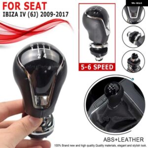 ABS レザーギアスティックシフトノブ ギアボックス レバースティックペンシート IBIZA IV 6J 2009-17