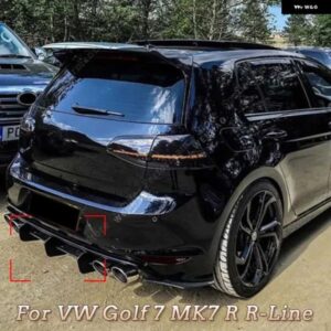 VW ゴルフ 7 MK7 R R-LINE 2013-16 リアバンパー ディフューザー フラッグスポイラー スプリッター カースタイリング ブラック ABS プラスチック