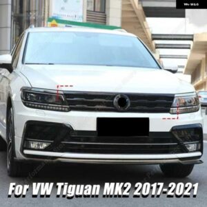 VW ティグアン MK2 2017-21 グロスブラック ABS 車フロントバンパー メッシュセンターグリル モールドストリップ