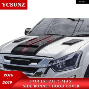 ABS 黒赤 ボンネット フードスクープカバー いすゞ D-MAX DMAX 2016-19 ダブルキャビンカー