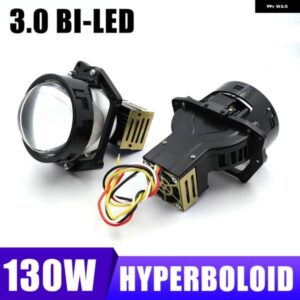 2X BI-LED 6000K 双曲面プロジェクターレンズ 130W HI/LO ビーム LED ランプ H8 電球 9006 H4 H7 ヘッドライト カースタイリング レトロレンズ