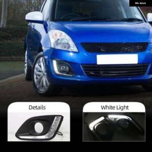 スズキ 点滅 1セット スイフト 2014 2015 2016 デイタイム ランニングライト フォグランプ 穴カバー 付き LED 車 フォグライ
