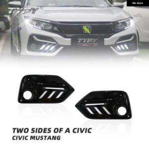 フロントバンパー フォグランプ インジケーター カーパーツ DRL デイタイム ランニングライト ターンイエローシグナルライト付き シビック SI ハッチバック