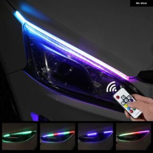 2X シーケンシャルフロー RGB デイタイム ランニングライト DRL マルチカラー LED ストリップ ウィンカーライト ヘッドライト