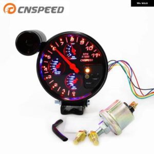 5インチ4 IN 1カータコメーター シフトライト付きRPMメーター レーシングカーゲージ水温計油温計油圧計