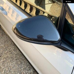 2個 VW ゴルフ MK7 7.5 GTI 7 7R ミラーカバー キャップバックミラーケースカバー カーボンルックブライトブラックカバー