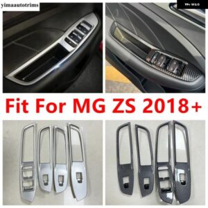 カーボン / マット MG ZS 2018 - 2023 インナードア アームレスト ウィンドウ リフト ボタン コントロール パネル カバー トリム インテリア