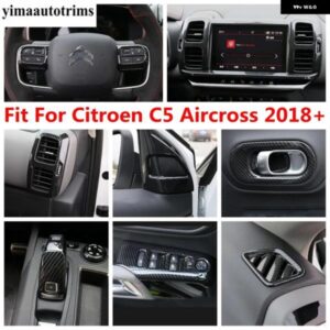 カーボン ダッシュボード フレーム/ギアノブハンドル/ステアリングホイール カバー トリムシトロエン C5 エアクロス 2018 - 2024