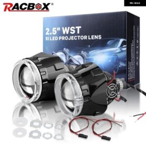 H4 H7 9005 HB3 9006 HB4 BI LED プロジェクターレンズブラックシュラウドマスクホワイトエンジェルアイハローリングライト ヘッドライト