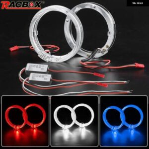 80MM LED エンジェルアイズ HID ビキセノンプロジェクターレンズ白青赤ハローリング デイタイム ランニングライト ヘッドライト レンズ