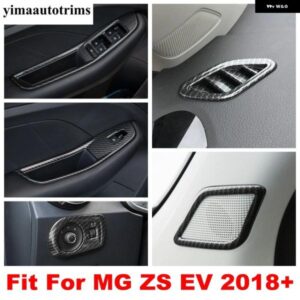 カーボンルックカー ABS ピラースピーカー/ウィンドウリフトボタン/エアコンベントカバー トリム MG ZS EV 2018 - 2023