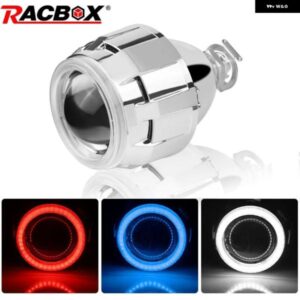 2.5インチ LED エンジェルアイズ バイキセノン プロジェクター レンズ ホワイト ブルー HALO DRL RETROH4 H7 ヘッドランプ レンズ ライト