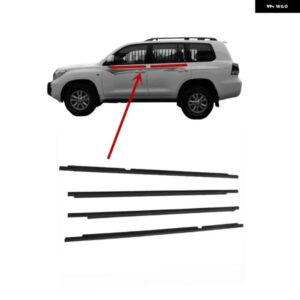 4個 ブラッククローム窓ゴム ランドクルーザー 2007-2019 LC200 外側ウェザーストリップ シールドア ベルト LX570 75720-60080