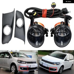 1ペア 12V フォグランプ ランプとフロント フォグライト フレームカバー トリムワイヤーキット TOURAN MK2 フェイスリフト 2011-15