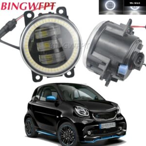2X LED エンジェルアイ DRL スマートフォーツーフォーフォー 453 2014-18 車 フォグランプ ASSY レンズデイタイムランニングライト