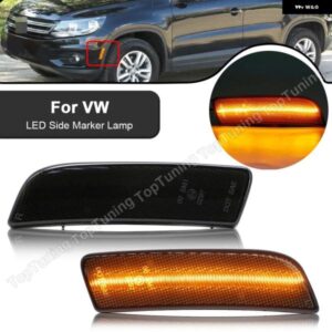 2個 アンバー LED サイドマーカー ライトフロントバンパー ランプ VW ティグアン 2008-17