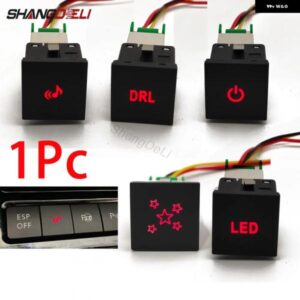 24MM * 24MM 1個 車赤色 LED ライト DRL 電源オンオフ音楽スイッチボタン ワイヤー VW ゴルフ 6 MK6 ジェッタ 5 MK5 シロッコ