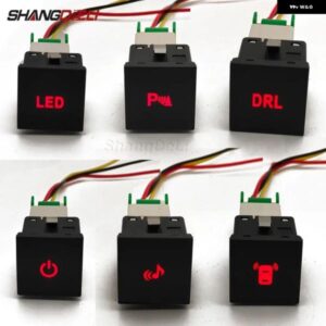 車赤色 LED DRL ライトパッキング レーダー 電源オンオフカメラミラー スイッチボタン VW ゴルフ 6 ジェッタ 5 MK5 シロッコアクセサリー