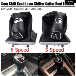 シュコダ ファビア MK3 2015 2016 2017 スタイリング 5 6スピード ギアスティック シフト ノブハンドルシフター レバー レザーゲートル ブーツ カバー