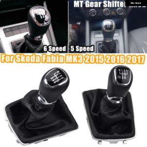 5/6スピード ギア シフト ノブハンドルシフター レバー 革 ブーツ カバー シュコダ ファビア MK3 2015 2016 2017 カーアクセサリー