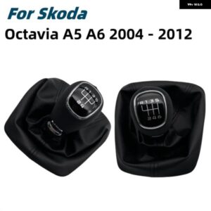 5/6スピード ギア シフト ノブレバー GAITOR ブーツ カバー クロームレザー シュコダ オクタヴィア A5 A6 2004 - 2012 カーアクセサリー