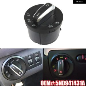 5ND941431A カーアクセサリークローム ヘッドライト コントロール スイッチ フォグライト ノブ VW ゴルフ MK5 MK6 ジェッタティグアン パサート