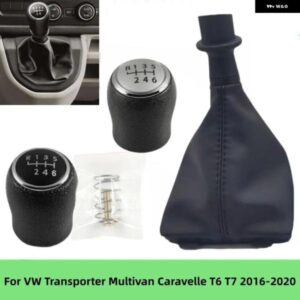 VW トランスポーター マルチバン カラベル T6 T7 2016-20 車 5/6スピード ギア シフト ノブカラーレザーゲートル ブーツ