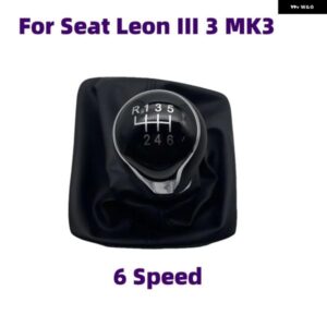 5/6スピード ギアスティック シフト ノブレベルレザー ブーツ 黒赤ライン セアト レオン III 3 MK3 2012-17