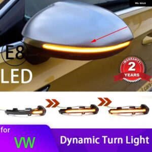 2個 車ダイナミック LED ウィンカーライトバックミラー ウインカーインジケータ VW パサート B8 ARTEON 2015-19