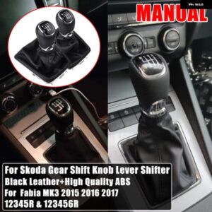 ギア シフト ノブヘッドハンドルレバー シフター ゲートル ブーツ 5/6スピード カー スタイリング アクセサリー シュコダ ファビア MK3 2015 2016 2017