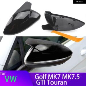 スポーツホーンルックブラックバックミラー カバー サイドミラー キャップカーアクセサリー VW ゴルフ 7 MK7 MK7.5 GTI R GTE GTD 2013-2020