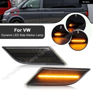 2個 LED ウィンカーランプ VW トランスポーター T6.1 2020-24 LED サイドマーカーランプスモークレンズ インジケーター ライト