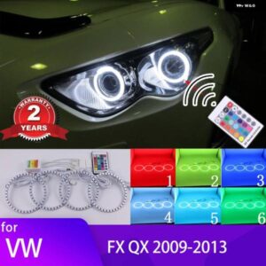 RGB マルチカラー RF リモート コントロール リング DRL LED エンジェルアイズ インフィニティ FX QX70 FX35 FX37 FX50 2009-2013 ヘッドライト
