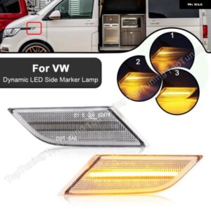 1ペア アンバー シーケンシャル インジケーター ダイナミック LED サイドマーカーランプ VW トランスポーター T6 2020 2021 スモーク/クリア