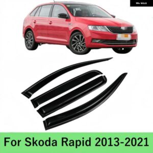 シュコダ ラピッド 2013-2021 サイドウィンドウバイザー 日雨 ディフレクター ガード日よけ粘着カバー トリム カー スタイリング アクセサリー