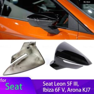 SEAT LEON LION 5F III ST FR CUPRA IBIZA 6F V KJ1 ARONA KJ7 カーボン黒交換用サイドミラー カバー キャップ