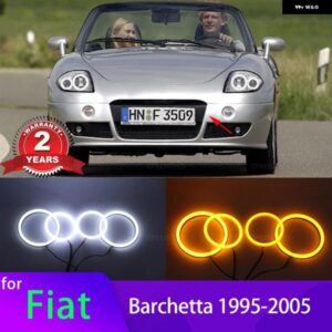 スイッチ バックコットンライトリング DRL LED エンジェルアイズ キット フィアットバルケッタ 1995-2005 車 ヘッドライト RETRO ACCESSORIES