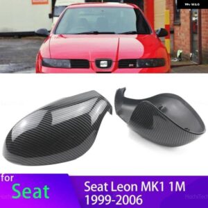 カーボンパターンミラー カバー ブラックミラー カバー セアト レオン MK1 1メートル 1999-2006 交換 スタイル カービューミラー カバー
