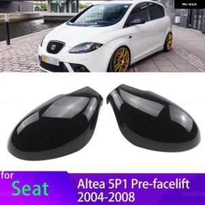 1ペア 車明黒サイドミラー キャップシートアルテア 5P1 フェイスリフト前 2004-2008 交換 スタイル カーボンミラー カバー