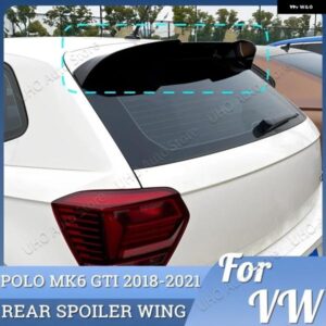 リア トランク スポイラー ウィング VW ポロ 6 MK6 2018-21 GTI スタイル にアップデート ABS テール トランク ルーフ グロスブラック トリム