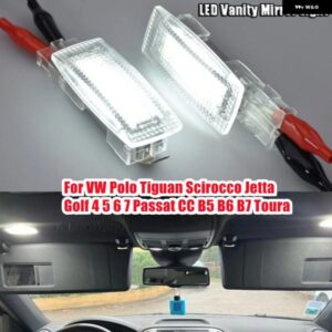2個 VW ゴルフ 4 5 6 7 パサート CC B5 B6 B7 ポロティグアンシロッコジェッタトゥーラン LED インテリア サンバイザー バニティミラー ランプ