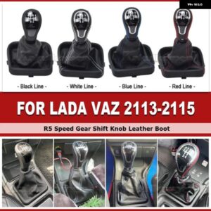 LADA VAZ 2113/2114/2115 マニュアル 5速 車スティック ギア シフト ノブレバーハンドボールレザーゲートル ブーツ 襟ケース