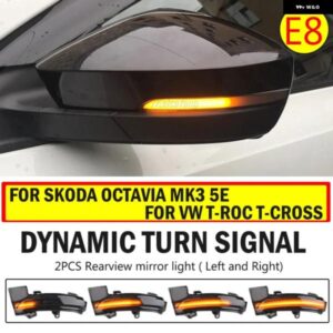 2個 ダイナミックウインカー シュコダ オクタビア 3 MK3 III A7 5E VW T-ROC TROC T-CROSS 2014 2015 2017 2019 2020 ライト LED ウインカー