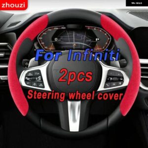 ステアリングホイール カバー ブラックスエードレザーインフィニティ Q50L QX50 QX60 Q60 Q60S QX70 Q30 ステアリングホイール カバー